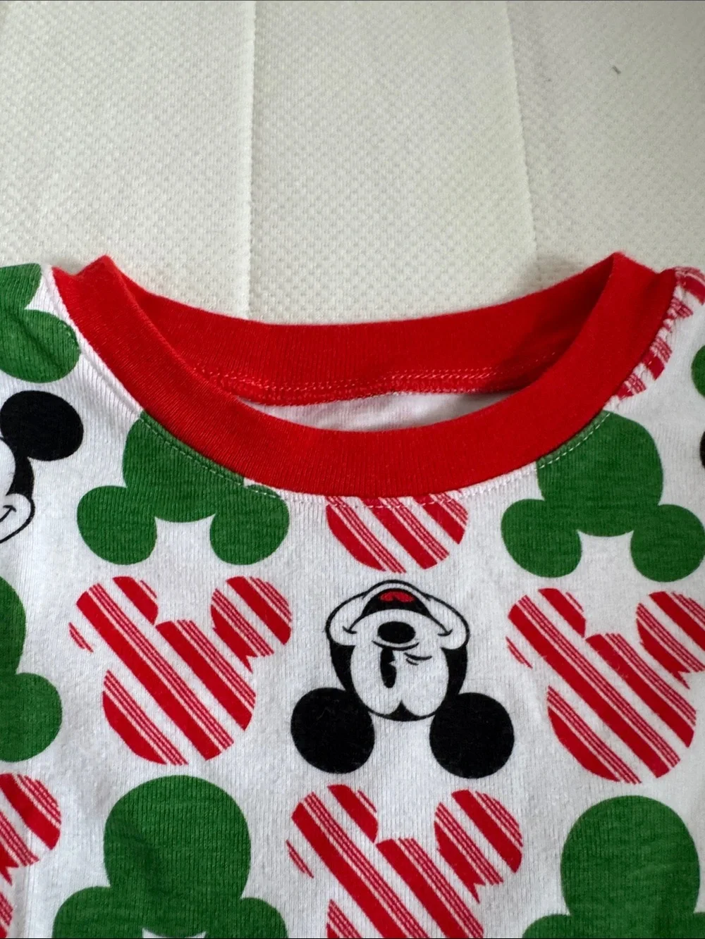 Disney Christmas Green, Red & White Mickey Mouse Kids Pajama Set
